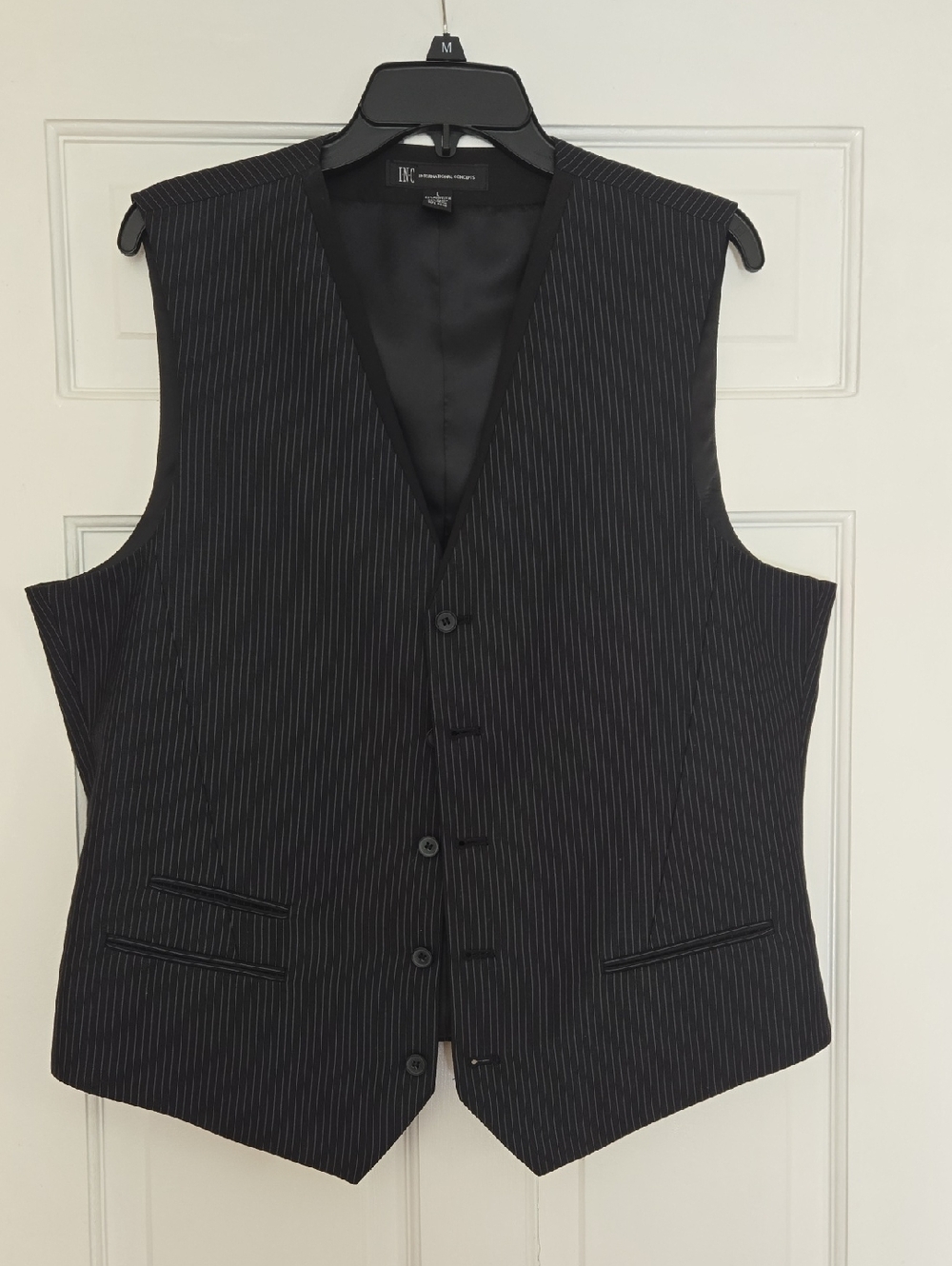Modern Pinstripe Black Men's Vest by INC